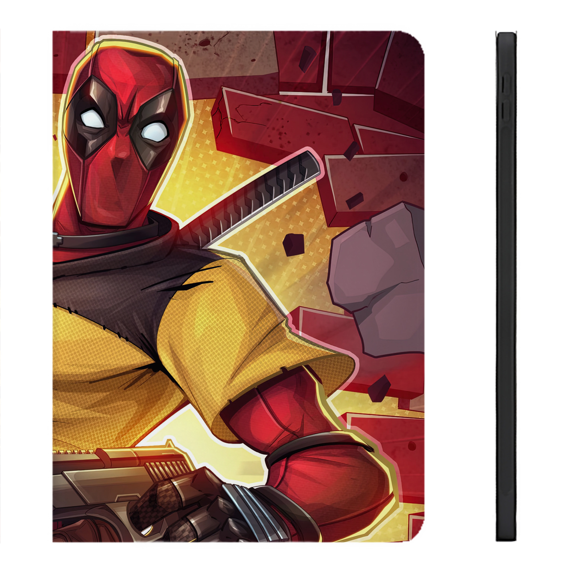 （画像用） Deadpool デッドプール IPadケース ペンホルダー付き ブックスタイルデザイン